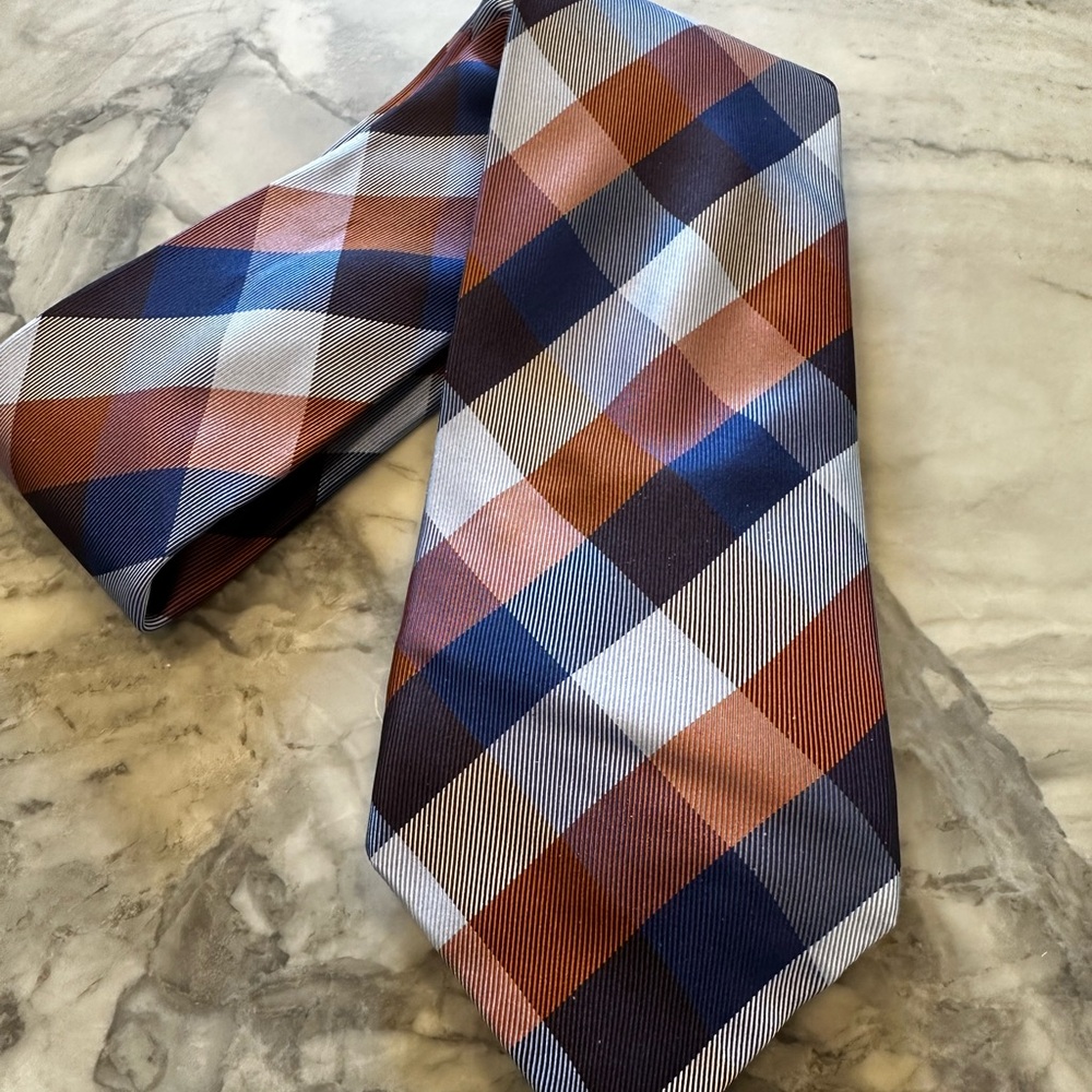 Tommy Hilfiger Plaid Tie, 100% Silk, EUC